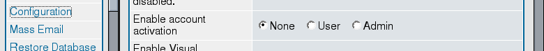 General Admin, Configuration, Enable account activation