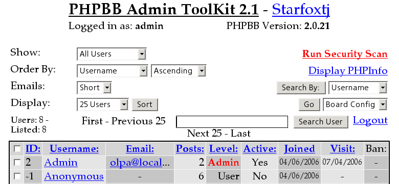 PHPBB Admin ToolKit
