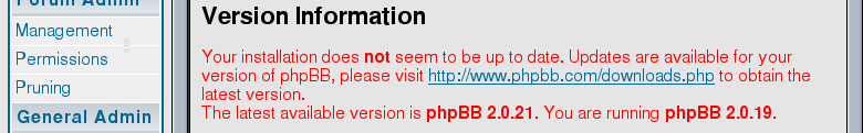 phpBB is out of date