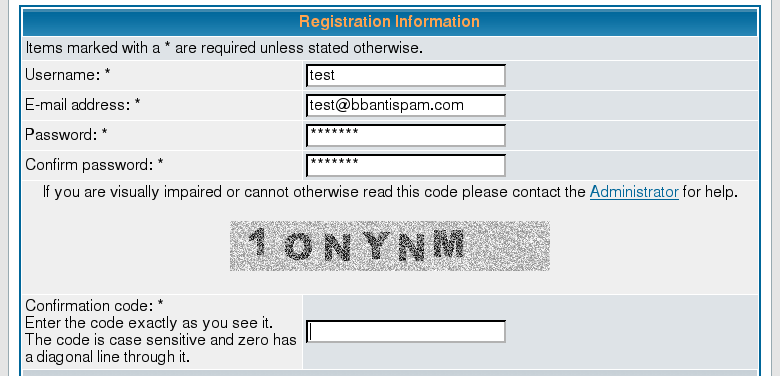 User should pass a CAPTCHA on registering